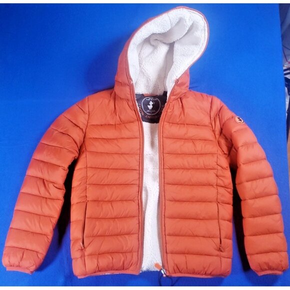 Save the Duck Kids Orange Puffer Coat Jacket Youth Size 10 New Nwot - Picture 1 of 16